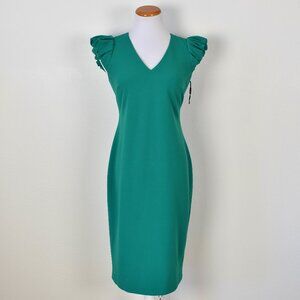 Calvin Klein Puff Sleeve V-Neck Sheath Dress - 4